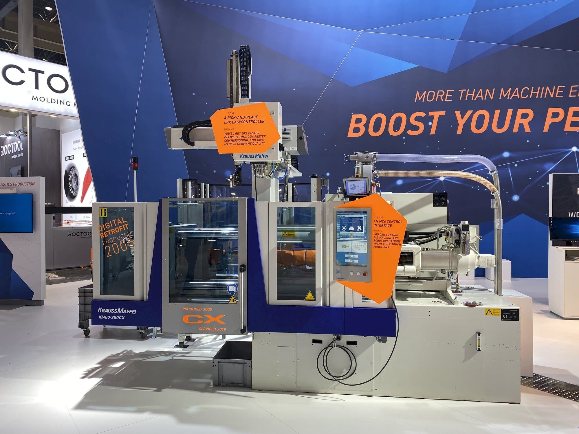 Vooraanzicht  van Krauss Maffei 80-380 CX + LRX easyControl 100  machine